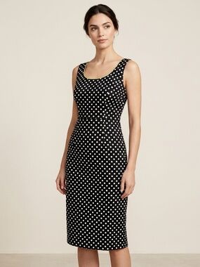 Laura Petites Black White Polka Dot Cotton Sheath Dress Women's Size P4